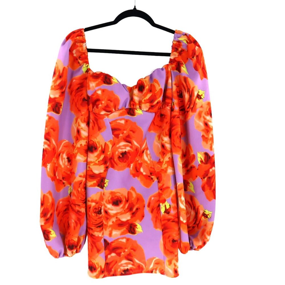 Asos Design Mini Dress Womens 2 Purple Coquette Twee Romantic‎ Floral Casual